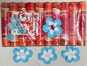 PHÁO GIẤY CÁNH HOA HỒNG XANH CHO ĐÁM CƯỚI- LỐC 10 QUẢ DÀI 20CM